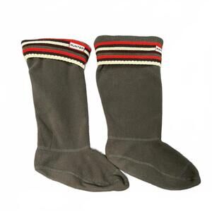 Hunter Fleece Boot Socks with Striped Knit Cuffs Size M 36-38; W5-7